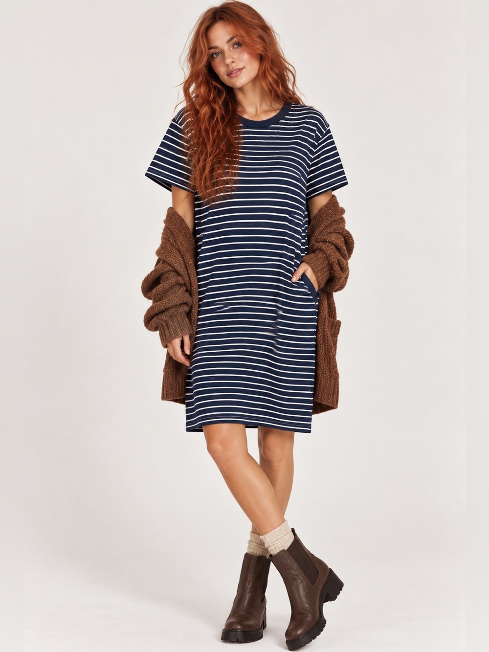 Rag and Bone Navy blue striped cotton shirt dress, w pockets! Yay! Size medium